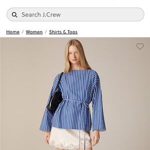 NWT J. Crew Women's Blue and White Striped Blouse